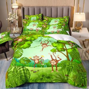 Parure De Lit Motif Animaux De Dessin Anime Mignon, Housse De Couette Éléphant, Motif Animalier 3d, Petite Taille, Queen Et King Size, Pour Enfants - Neuf