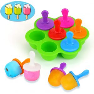 Mini Moule À Glace En Silicone, Moules À Glaces Réutilisables, 7 Moules À Glaçons, Pour Glaces, Sorbets, Aliments Pour Bébé, Etc. (Vert) - Neuf