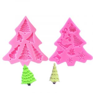 Moule en silicone pour sapin de Noël, Père Noël, élan, flocon de neige, outil de décoration pour pâtisserie en canne à sucre, moule à chocolat - Neuf