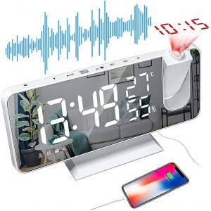 Réveil projecteur,radio-réveil FM,réveil projecteur de plafond avec projection 180 - Neuf