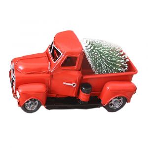 Vintage Rouge Camion De D&eacute;coration, M&eacute;tal Camion D&eacute;cor&eacute; Avec Des Cadeaux De No&euml;l - Neuf