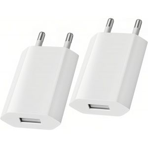 2 Pack Chargeur Rapide Usb Adaptateur De Prise Universel 5v 1a Adapt&eacute; Aux Voyages Compatibilit&eacute; Avec I-Phone/Apple/Samsung Galaxy/Huawei/Xiaomi,Chargeurs Secteur Pour T&eacute;l&eacute;phones Tablettes Portables - Neuf
