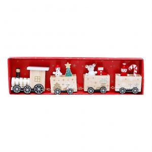 No&euml;l le Train de D&eacute;coration de No&euml;l en Bois Train de D&eacute;coration de No&euml;l de Bureau Ornement de Cadeaux de No&euml;l pour les Enfants - Neuf