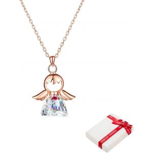 Cha&icirc;ne 925 Argent Sterling Avec Pendentif Ange Pour Femmes , Or Rose Collier Ange Gardien Avec Cristal Scintillant Amiti&eacute; Pour Enfants Adolescents Filles Bapt&ecirc;me Confirmation Premi&egrave;re Communion Cadeau - Neuf