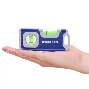 Niveau a Bulle Magnetique de Poche 115 mm - Semelle Aluminium - 2 en 1 Mesure Horizontale et Verticale - Rainure en V pour Les Surfaces de Tuyaux et Rond WORKPRO - Neuf