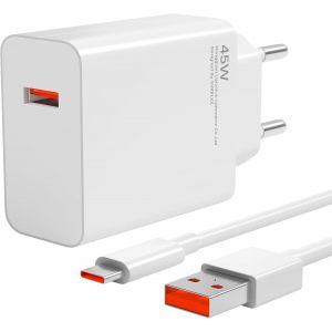KALANKA-Chargeur USB 45 W pour Xiaomi Redmi Note 15 14 Pro 5G Poco X7 M7Pro M6 Mi Pad 8 7 6 Redmi K80Pro avec cable de charge 6 A de type C 1 m Turbo adaptateur de charge rapide USB pour Xiaomi 13Pro - Neuf