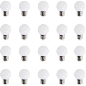 Lot De 20 E27 Culot À Vis 2w Led Ampoule Globe Lampe Pour Vacances Décoration De Fête 220 V - Blanc Froid 6000k[Amp745867] - Neuf