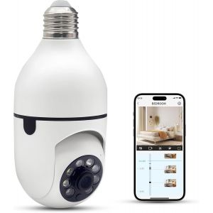 Caméra De Sécurité À Ampoule 1080P Sans Fil Wifi Avec Adaptateur E27, Détection De Mouvement, Vision Nocturne Pour La Sécurité De La Maison - Neuf