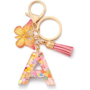 KAL-Porte-Clés Avec Initiales Pour Filles Et Femmes, Rose, Mignon Papillon En Forme De C?ur, Pour Sac À Dos, Cartable - Neuf
