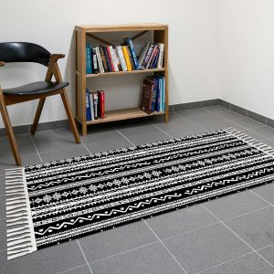 Sjzg-Tapis De Couloir &Agrave; Poils Courts Et Antid&eacute;rapant Style Boh&egrave;me Pour Salon, Salle &Agrave; Manger, Cuisine, Chambre &Agrave; Coucher - Noir Et Blanc - 60 X 120 Cm - 2807 - Neuf