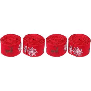 No&euml;l Des Rubans De No&euml;l Emballage Ruban De D&eacute;coration De No&euml;l Ruban De Flocon De Neige Cadeau De Ruban De Cadeaux D'emballage Ribbonschristmas Decorationred4 Pc - Neuf
