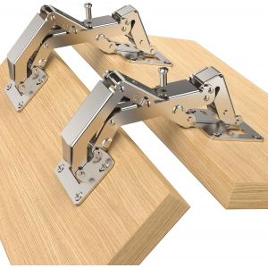 Lot de 2 charni&egrave;res d'armoire &agrave; fermeture lente &agrave; 170 degr&eacute;s, sans cadre, mat&eacute;riel de porte cach&eacute;, montage en surface, support de couvercle, porte pi&egrave;ge, fermeture automatique pour placard - Neuf