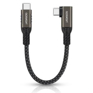 240W Cable USB C vers USB C 10CM, 5A PD QC 4.0 Cable USB C Court Charge Rapide Cable USB Type C Coudé en Nylon Tressé Compatible avec iPhone 16 15, Galaxy S24 S23, pour Huawei P70 P60 - Neuf