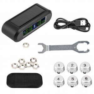 Systeme de surveillance de la pression des pneus TPMS solaire sans fil, ecran LCD avec alarme et 6 capteurs externes - Neuf