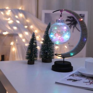 Lampe De Table Veilleuse Lune Led Avec Corde En Chanvre Pour La D&eacute;coration De La Chambre - Neuf