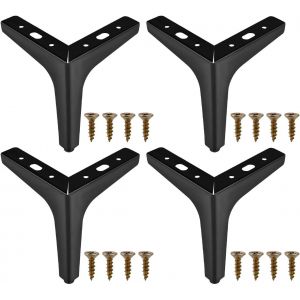Lot de 4 Pieds de Canap&eacute; Metal 15 cm, Pieds de Meubles Charge Jusqu'&agrave; 500KG, Argent Pied de Table Modernes en M&eacute;tal en Forme de Triangle, Support de Table en Fer Forge/Sofa, Pied pour Meuble TV - Neuf