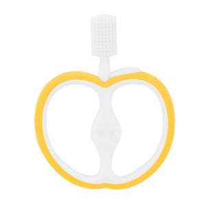 Anneau De Dentition En Forme De Pomme Pour Bebe, Jouet De Dentition En Silicone De Qualite Alimentaire, Doux (Jaune) - Neuf