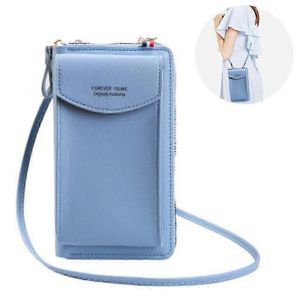 Sac de t&eacute;l&eacute;phone portable en cuir Pu Block Crossbody pour femmes Portefeuille Purseblue - Neuf