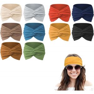 Meimie-10 Pièces Bandeau Cheveux Large Cheveux Élastiques Bandeau Inhalation De Sueur Femmes Minces Pour Les Femmes Pour La Course Yoga Exercice De Fitness (10 Couleurs) - Neuf