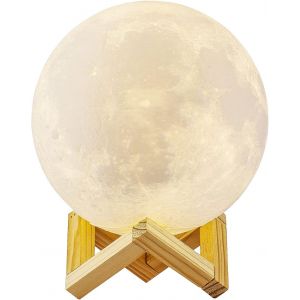 Lampe Lune 3d, Veilleuse Led Lampe Luna Tactile 3 Couleurs, 15cm/5,9inch Diam&egrave;tre, Usb Rechargeable Veilleuse Lune Pour Chambre Salon Caf&eacute; Cadeau Anniversaire No&euml;l - Neuf