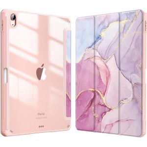 LORANKA-Coque pour iPad Air 11 Pouces M3/M2 (2025/2024), iPad Air 5/4 10.9 Pouces (2022/2020) - [Rangement de Stylet] Housse Transparente Claire Etui Antichoc Veille/R&eacute;veil Auto, Marbre Rose - Neuf