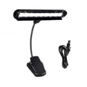 Clip On Music Light Stand 9 Led Lampe d'Orchestre Piano Lampe de Piano Lampe de Piano Entièrement Réglable Avec Câble D'alimentation (Sans Piles,Noir) - Neuf