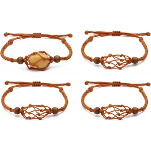Kal-4 Pcs Bracelet Pierre Cordon, Bracelet Tissé Vide, Bracelet Tressé D'amitié Ajustable, Pour Bijoux D'anniversaire Filles Femmes Faisant Faveur D'amitié, 1-7/8 3-1/2 Pouce (4.7 8.8 Cm) - Neuf
