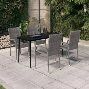Prolenta Premium - Ensemble &Agrave; Manger De Jardin 5 Pcs Gris Et Noir - Neuf