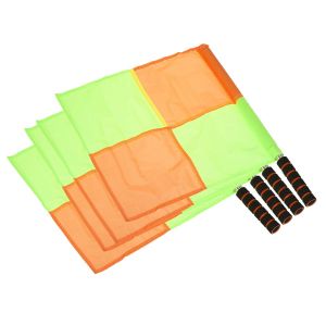 Acdsgd-Arbitre Drapeau 4pcs Inox Acier Poteau &Eacute;ponge Poign&eacute;e Pour Piedball Football Piste Et Terrain Sports Juge Ligne Commandement Main Signal &Agrave; Damier Avec Bordure - Neuf