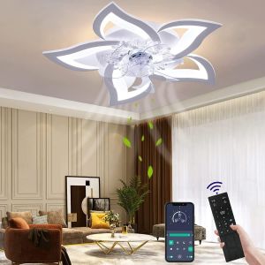 Ventilateur De Plafond Avec Éclairage Silencieux Moderne Led Avec Télécommande Minuterie Forme De Fleur Design Ventilateur Plafonnier Pour Chambre Cuisine (69Cm)[VEN750475] - Neuf