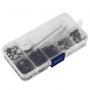 Hjlian Lot De 120 Rivets Metalliques A Double Capuchon Avec Outils De Fixation Pour Ceinture, Veste, Cuir, Decoration - Neuf