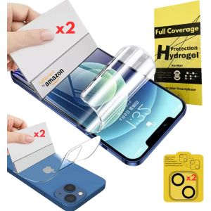 Pps-[6 Pièces Pour Iphone 15 6.1"- 4 Films De Protection Hydrogel 2 Avant & 2 Arrière 3d + 2 Verre Trempé Camera | Anti-Choc | Compatible Coques | Film Protecteur Souple |Mieux Qu'un Verre Trempé - Neuf