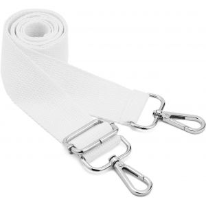 RFCBC-Sangle de Sac à bandoulière Large,Remplacement réglable de la Courroie du Sac à Main en Toile,Courroie du Sac de Messager,Sangle bandoulière Sacoche avec Crochets argentés(Blanc argenté) - Neuf