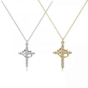 Croix Religieuse Bijoux Cou Cha&icirc;ne Collier Chr&eacute;tien Collier Religieux Cuivre Collier Couronne Chr&eacute;tienne Pendentif Pour Femmes Hommes - Neuf