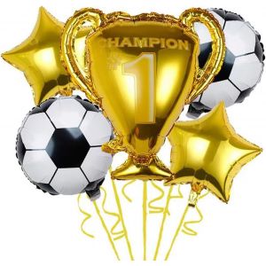 5 Ballons Football,Deco Anniversaire Enfants, Décorations De La Fête De Football Ballon Aluminium,Décorations De Fête D'anniversaire Thème De Sport - Neuf