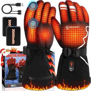 Gants Chauffants Hommes Femmes, Gant Chauffant Avec 7.4v 3000mah &times; 2, 3 Niveaux De Chauffage, Imperm&eacute;ables, &Eacute;cran Tactile, Gant Moto, Gant Hiver Pour Hiver, Ski, Randonn&eacute;e, Cadeau Homme - Neuf