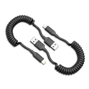 JGD-C&acirc;ble spiral&eacute; c&acirc;ble Lightning USB court, pack de 2 certifi&eacute;es MFI bobines USB a vers Lightning c&acirc;ble de charge iPhone c&acirc;ble de charge rapide c&acirc;ble compatible iPhone 14 13 12 11 pro Max 8 7 6 plus - Neuf