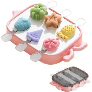 Eryi-Moules À Glaces, Fruit Moules À Popsicle En Silicone, Moule À Crème Glacéeice, Ice Pop Mold Réutilisable Avec Batonnet Diy Sucettes Glacées Sorbet (Rose Fruit) - Neuf