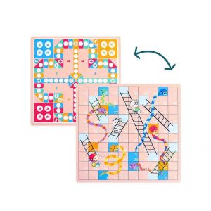Jeu de soci&eacute;t&eacute; 2 en 1 en bois &agrave; double face, &eacute;chelle de serpent volante, jouet familial pour enfants - Neuf