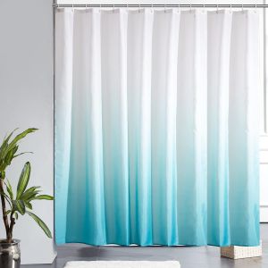 Rideau de douche 240 x 200 cm (94 x 78 pouces) - avec 14 crochets Blanc - Turquoise - Anti-moisissure tissu de polyester - Imperméable et lavable - Neuf