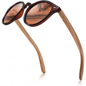Lunettes De Soleil En Bois,Lunettes De Soleil Rondes Pour Hommes Et Femmes.Lunettes De Soleil En Bois De Noyer Polaris&eacute;es Protection Uv400 - Neuf