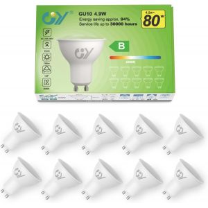 Sjzg-Ampoules Led Gu10 4.9w Equivalent 80w, 790lm 4000k Blanc Neutre, Angle De Lumi&egrave;re 120&deg;, Ampoule Gu10 Led Efficacit&eacute; Energ&eacute;tique, Non-Dimmable, Lot De 10 - Neuf