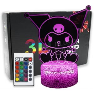 Veilleuse Illusion 3d - 16 Couleurs - Lampe De Table Avec Bouton Tactile Et T&eacute;l&eacute;commande - D&eacute;coration D'anniversaire - Merch Mignon - Neuf