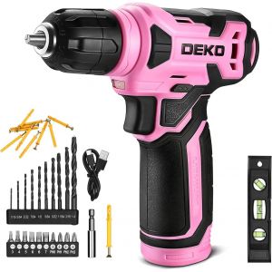 Perceuse Visseuse Sans Fil 42 Accessoires- Perceuse-visseuse 8V Rose,avec 10MM Porte-Forets,LED Lumière,Câble de Charge Type C,pour le vissage,le perçage des surfaces en bois,bricolage - Neuf