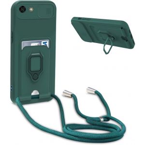 Mdy-Coque Avec Cordon Pour Huawei Y5 2018 /Honor 7s,Collier Pour Étui Colliers De Cellulaire Réglable Corde Silicone Souple Case,Protection De La Caméra,Support,Porte Cartes - Vert - Neuf