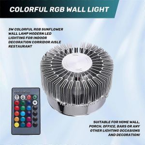 Lampe Murale Tournesol Rvb Color&eacute;e &Eacute;clairage Led Pour La D&eacute;coration Int&eacute;rieure - Neuf