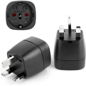 JGD-Adaptateur Prise Anglaise, 2 Pi&egrave;ces Prise Anglaise Adaptateur Francais, Adaptateur de Voyage France vers UK Adaptateur Type G, Adaptateur Voyage pour Irlande, Angleterre, Ecosse, Duba&iuml;, Malte - Neuf