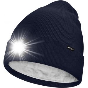 Nsiecd-Led Bonnet Lampe Frontale,Usb Rechargeable 4 Led Chapeau De Course Ultra Lumineux Lumi&egrave;re Hiver Chaud Polaire Doubl&eacute;e Tricot Bonnet Cadeaux Pour Hommes Et Femmes - Neuf