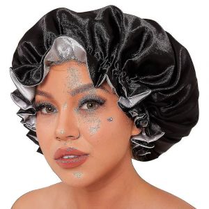 Chapeau En Soiebonnet De Nuit Élastique À Larges Bords De Couleur Unie Chapeau De Salon De Beauté Blackraigw-2023 - Neuf
