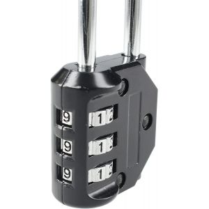 Cadenas &agrave; combinaison num&eacute;rique &agrave; 3 chiffres pour bagages, casiers de gym, arc long 55 mm, fabriqu&eacute; en zinc et arc en acier, noir - Neuf